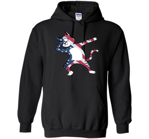 Funny Dabbing Cat American Flag Shirt 4th of July Clothing