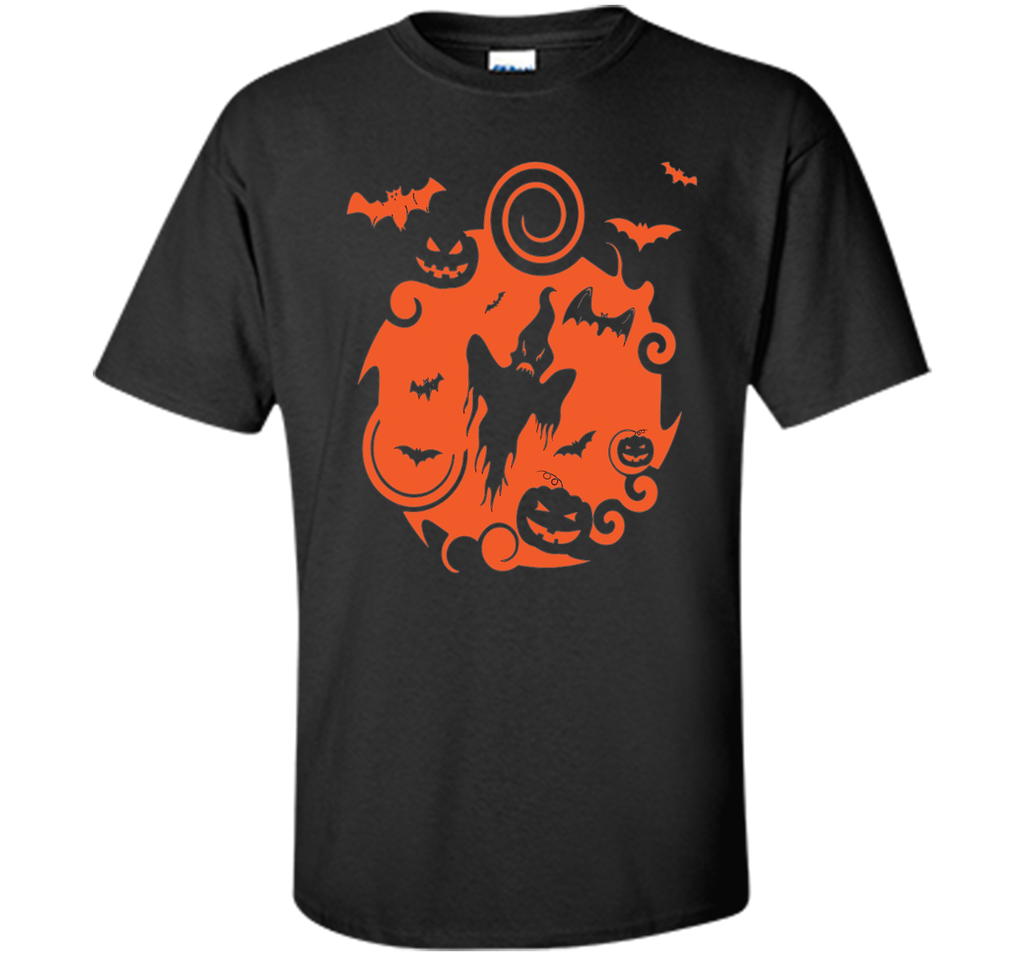 Abstract Halloween Pumpkins Bats Ghost Scene Tee Shirt shirt