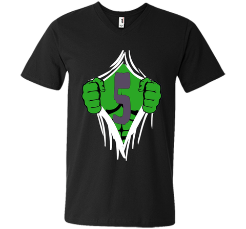 Green Man Chest Superhero Birthday Shirt For 5 Year Old Boys