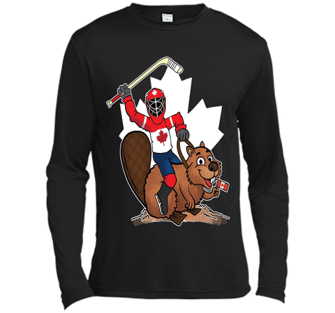 Canadian Maple Leaf Tee - Hockey Player Riding Beaver Shirt