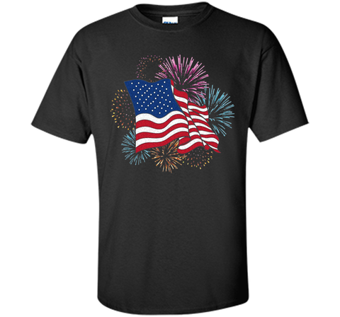 American Flag Patriotic T-Shirt Fireworks