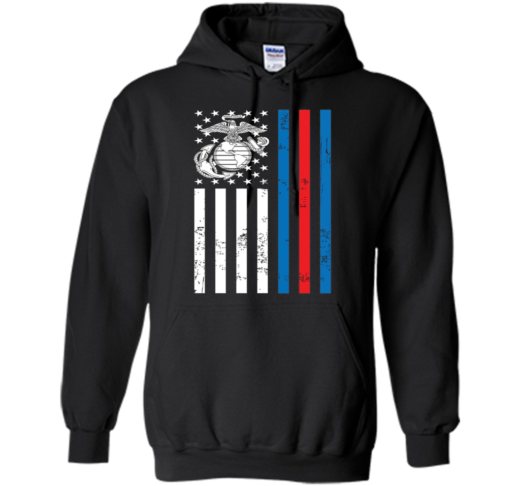 American Flag Blue Red Line Marine T-Shirt