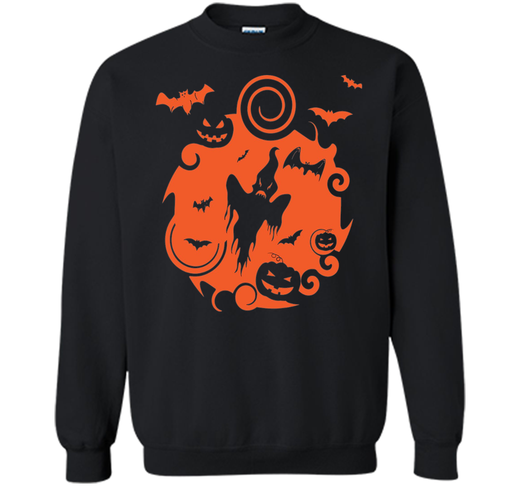 Abstract Halloween Pumpkins Bats Ghost Scene Tee Shirt shirt