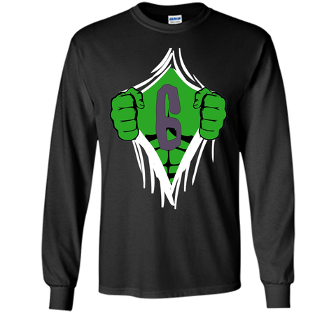 Green Man Chest Superhero Birthday Shirt For 6 Year Old Boys