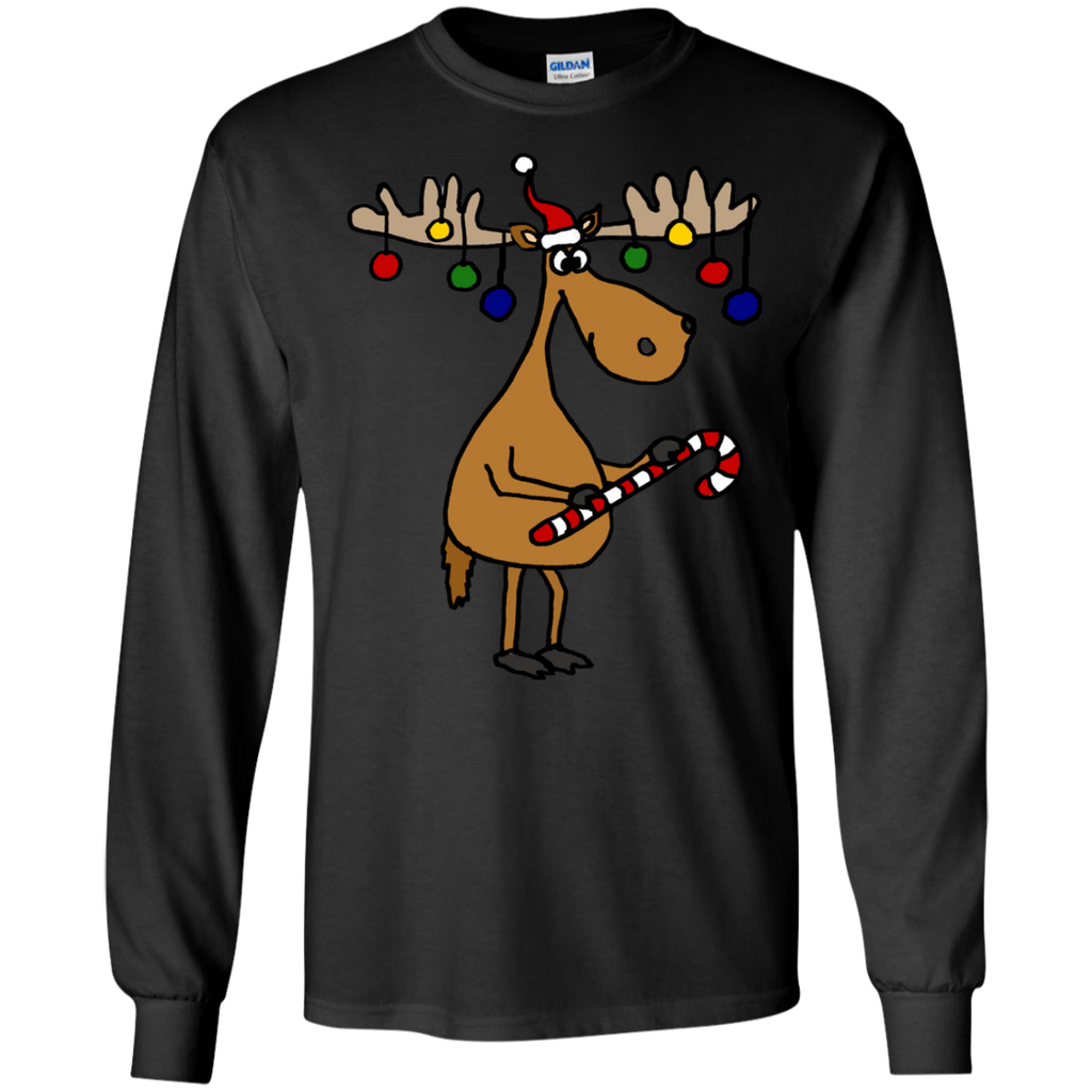 cool funny moose with christmas ornaments antlers holiday sweater T-Shirt