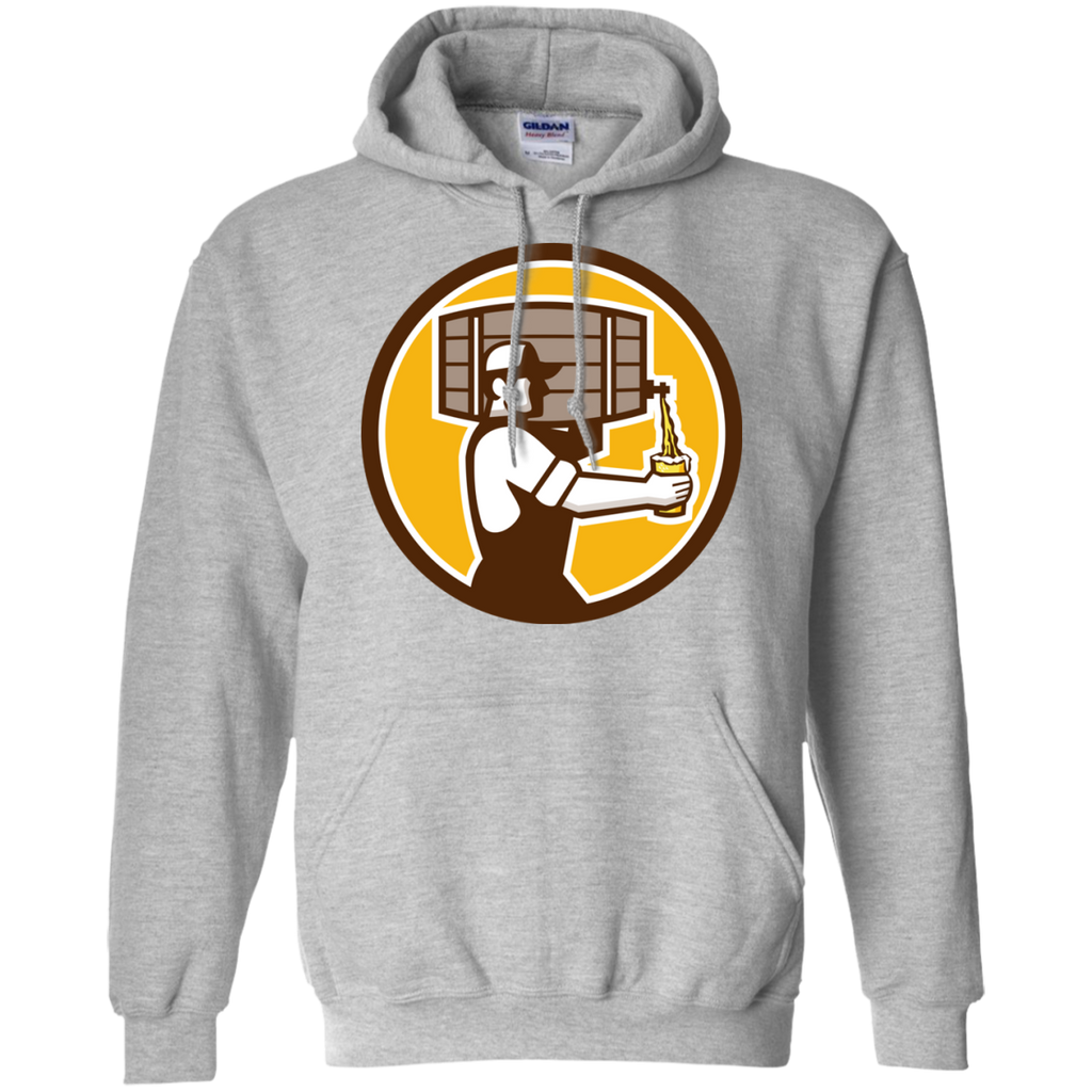 bartender carrying keg pouring beer circle retro T-Shirt