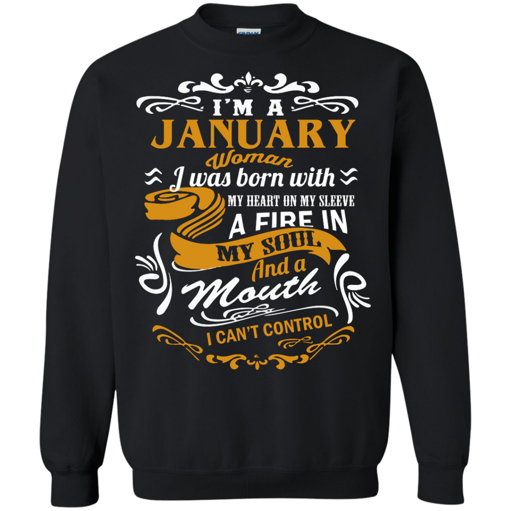 i'm a january woman i was born with my heart on my sleeve T-Shirt