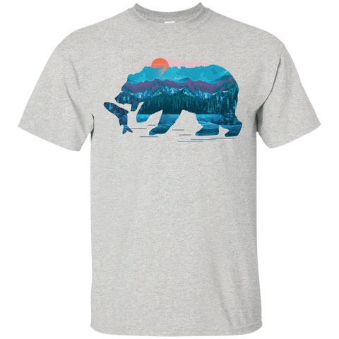 fishing bear down the mountain lake T-Shirt