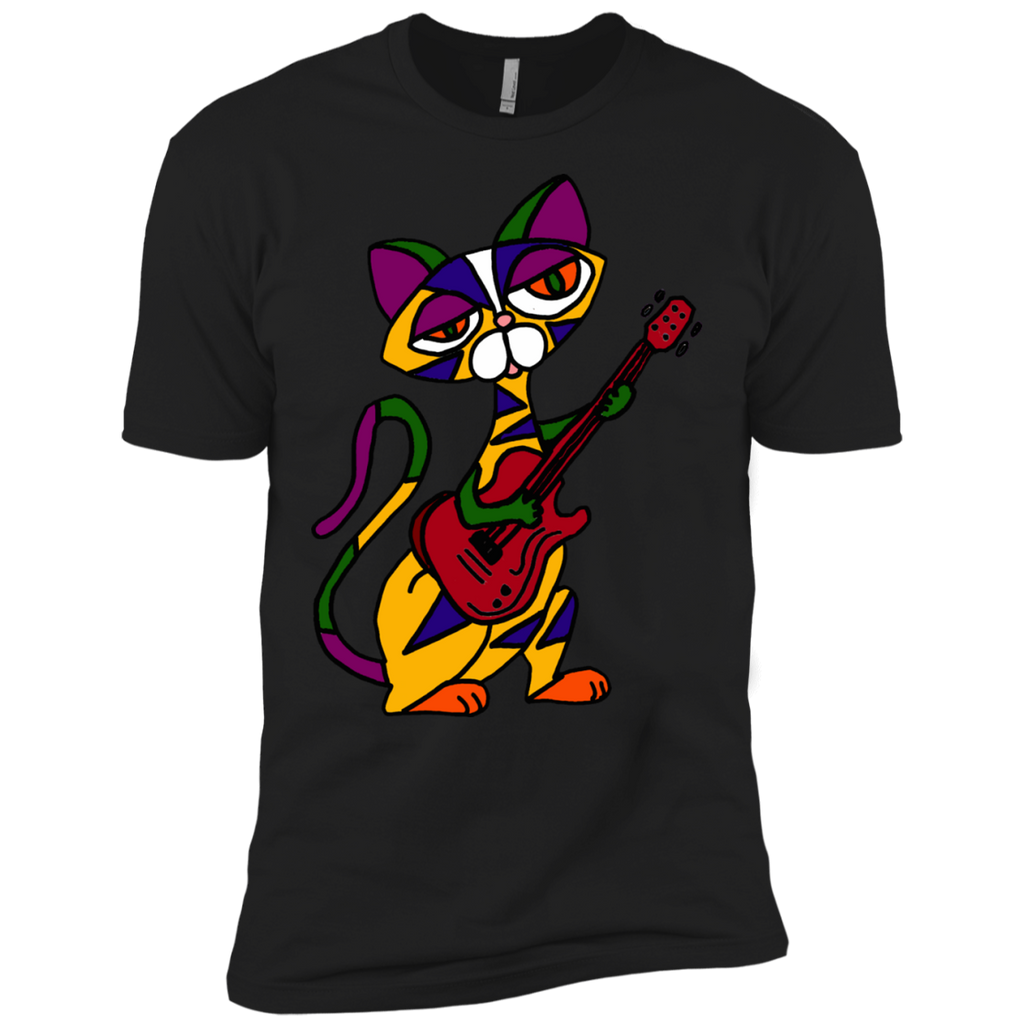 funny funky colorful cool cat playing electric guitar t- T-Shirt