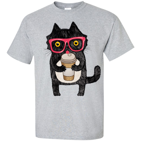 black coffee cat  t- T-Shirt