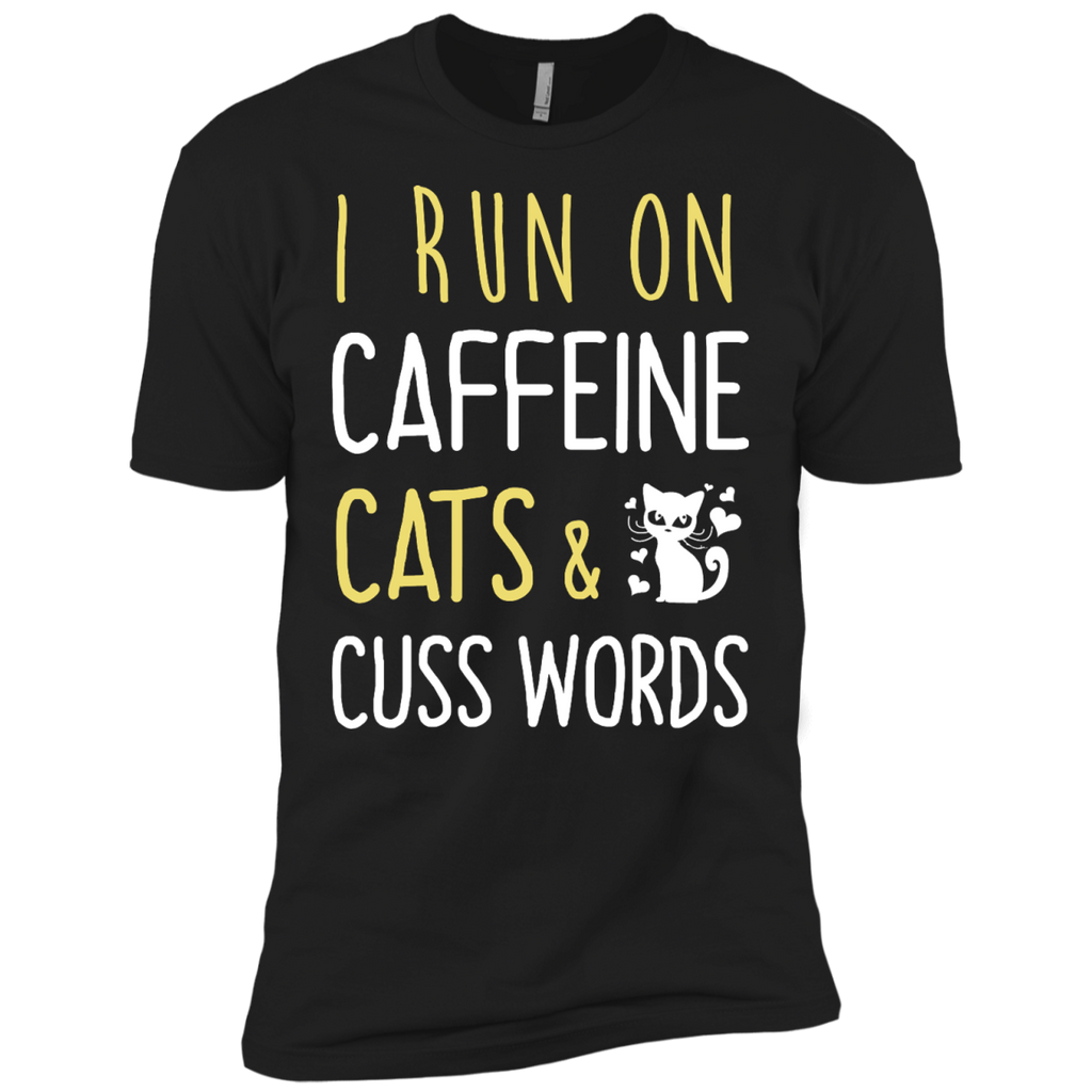 i run on caffeine cats & cuss words T-Shirt