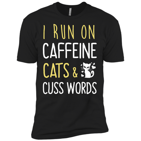 i run on caffeine cats & cuss words T-Shirt