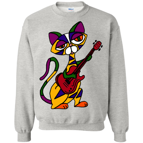 funny funky colorful cool cat playing electric guitar sweatshirt T-Shirt