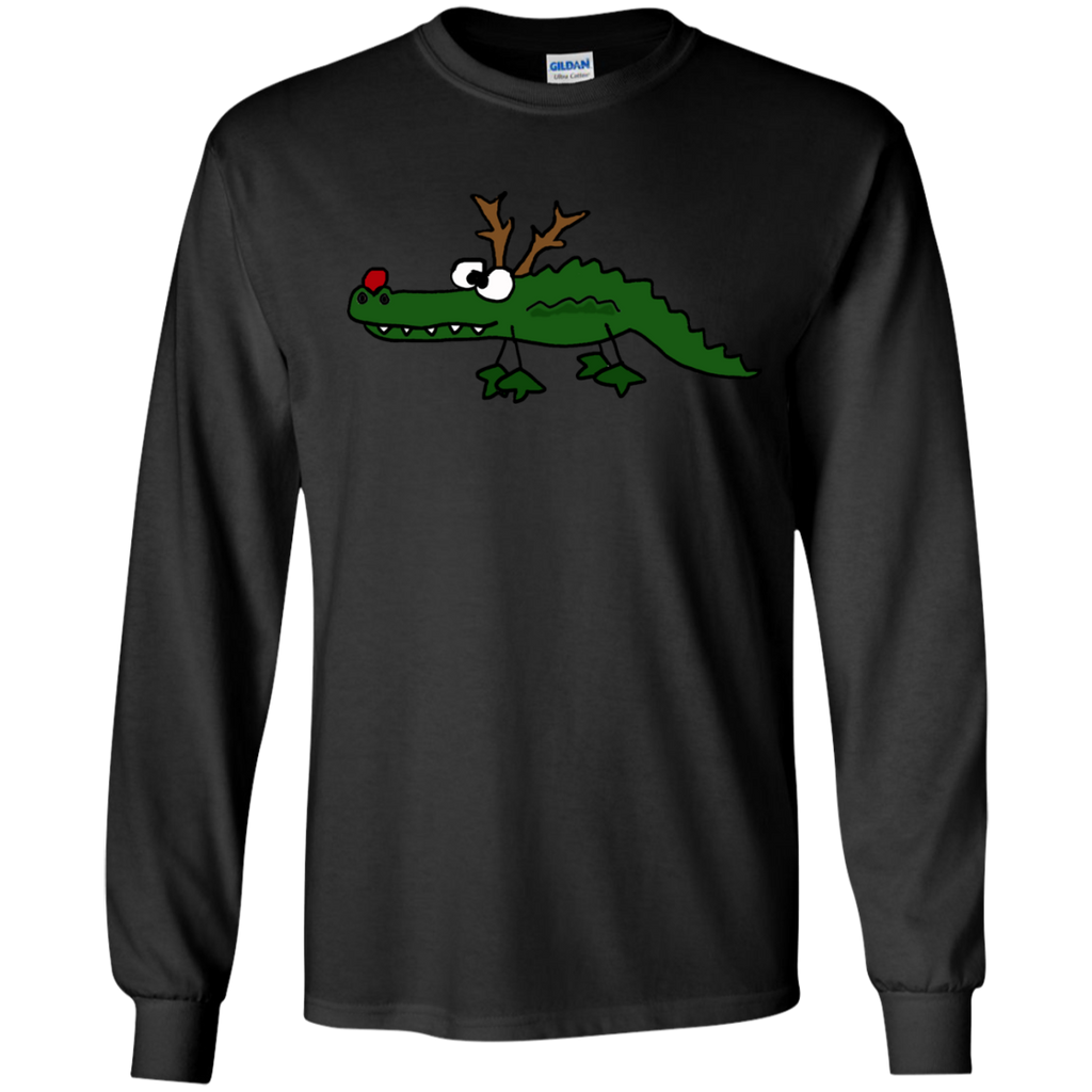 cool funny christmas alligator with antlers holiday sweater T-Shirt