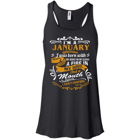 i'm a january woman i was born with my heart on my sleeve T-Shirt