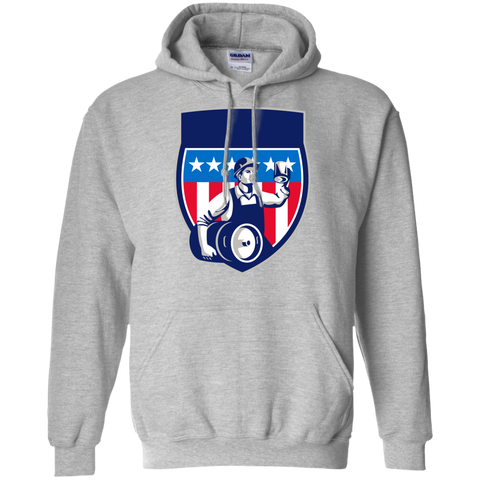 american construction worker beer keg crest retro T-Shirt