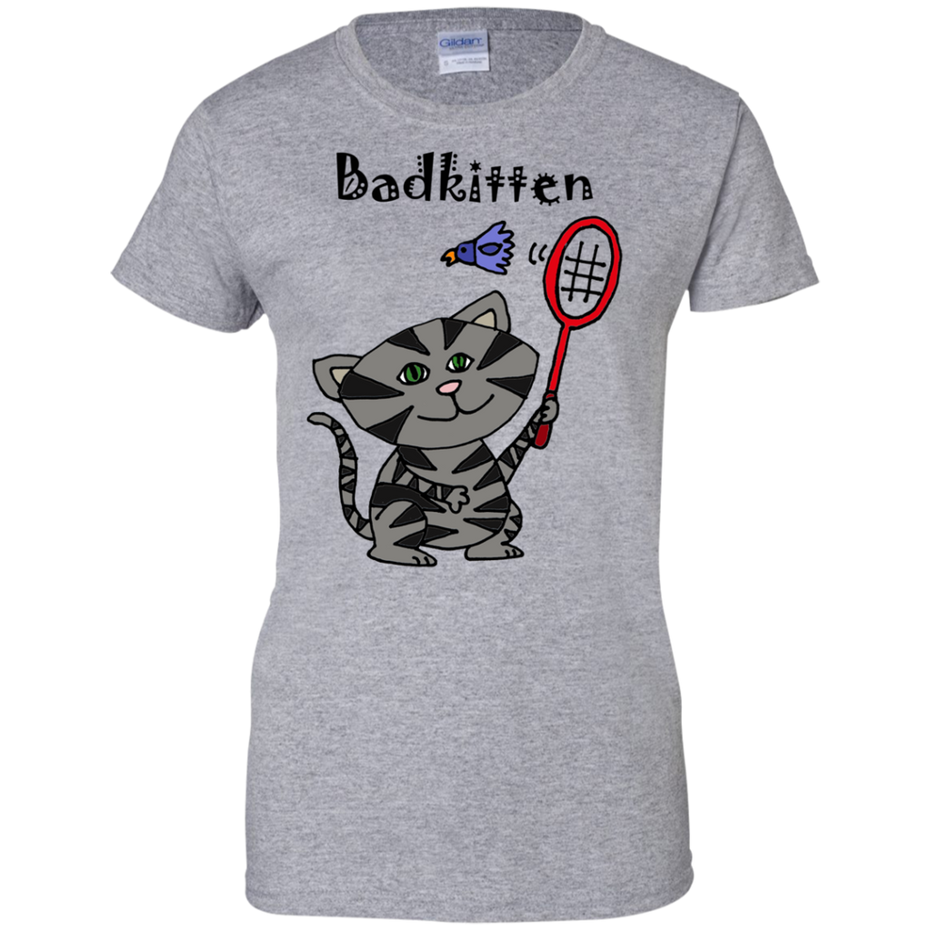cool funny bad kitten playing badminton T-Shirt