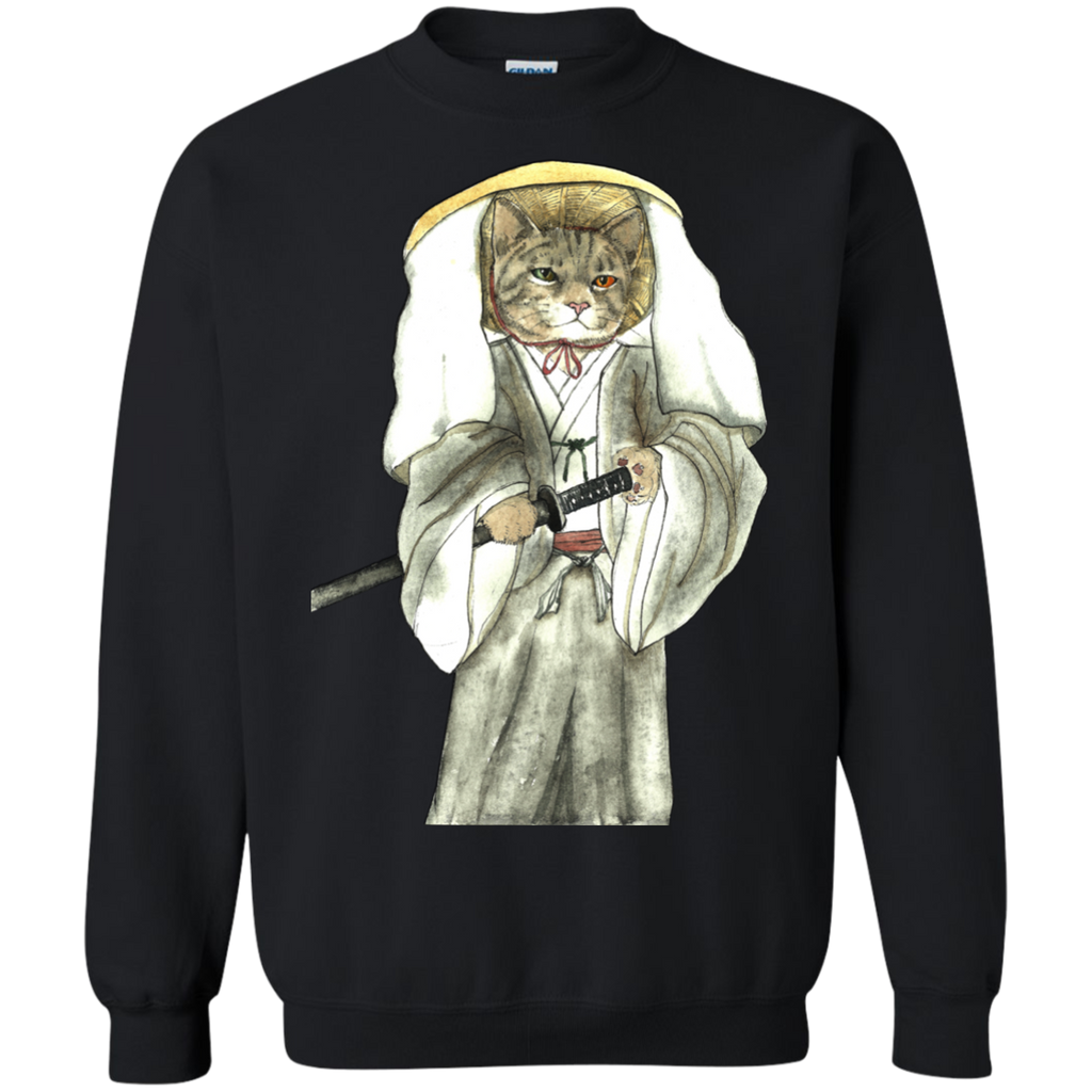japanese samurai cat with one green eye and one yellow eye t- T-Shirt