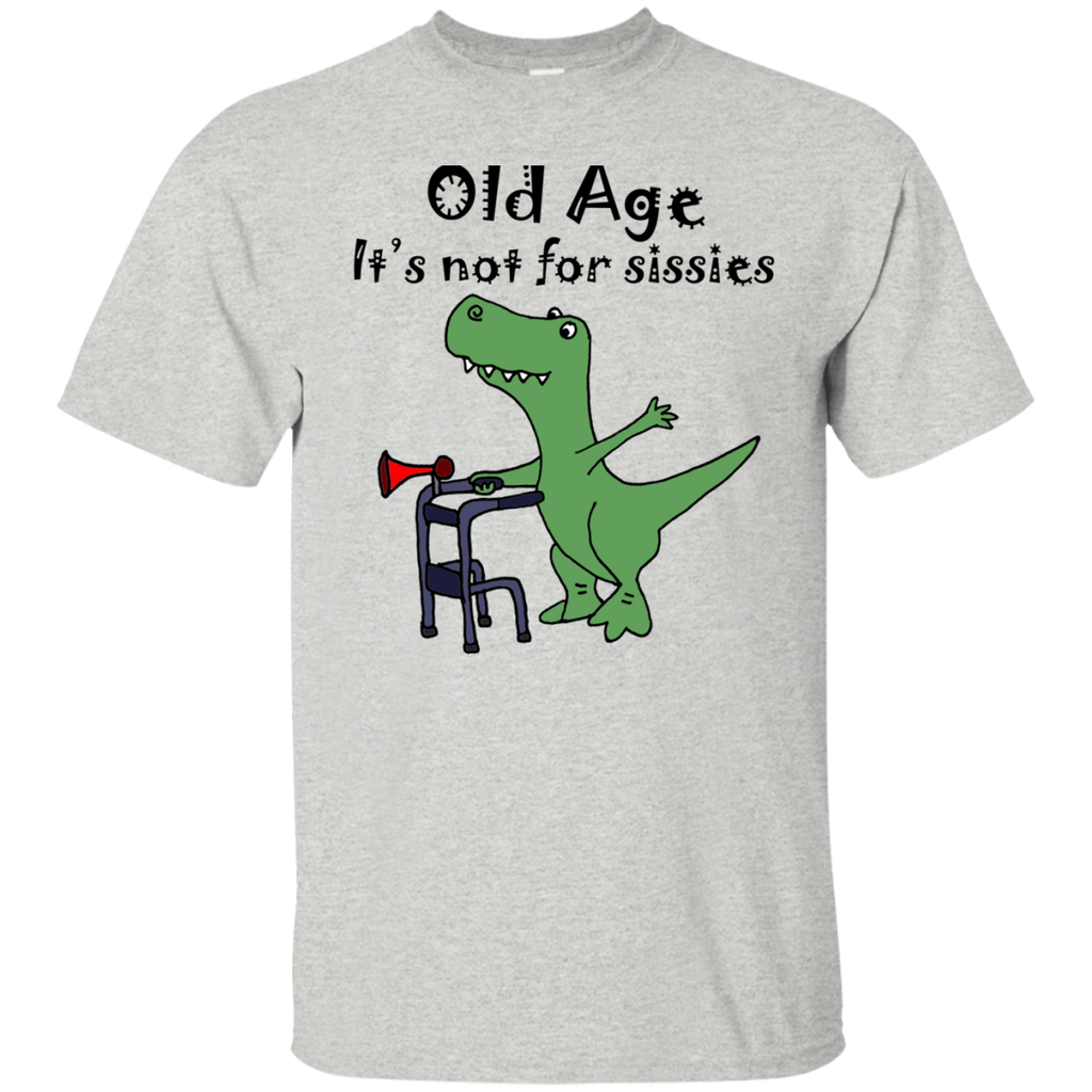 funny cool t-rex dinosaur using walker old age art T-Shirt
