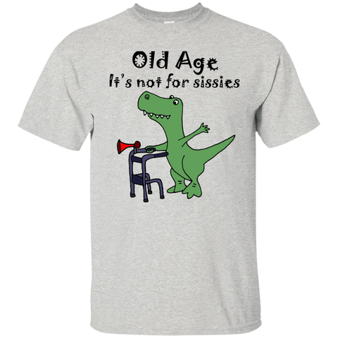 funny cool t-rex dinosaur using walker old age art T-Shirt