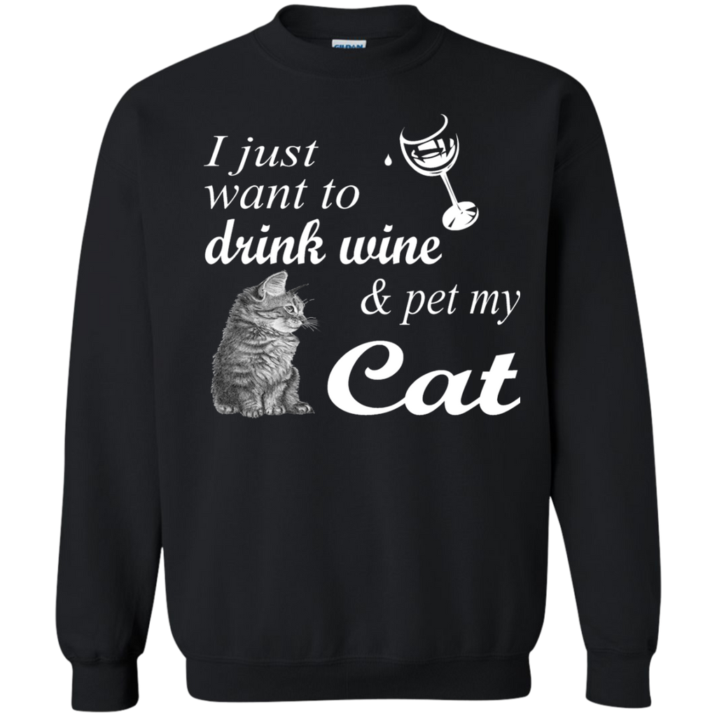 drink wine & pet my cat t- T-Shirt