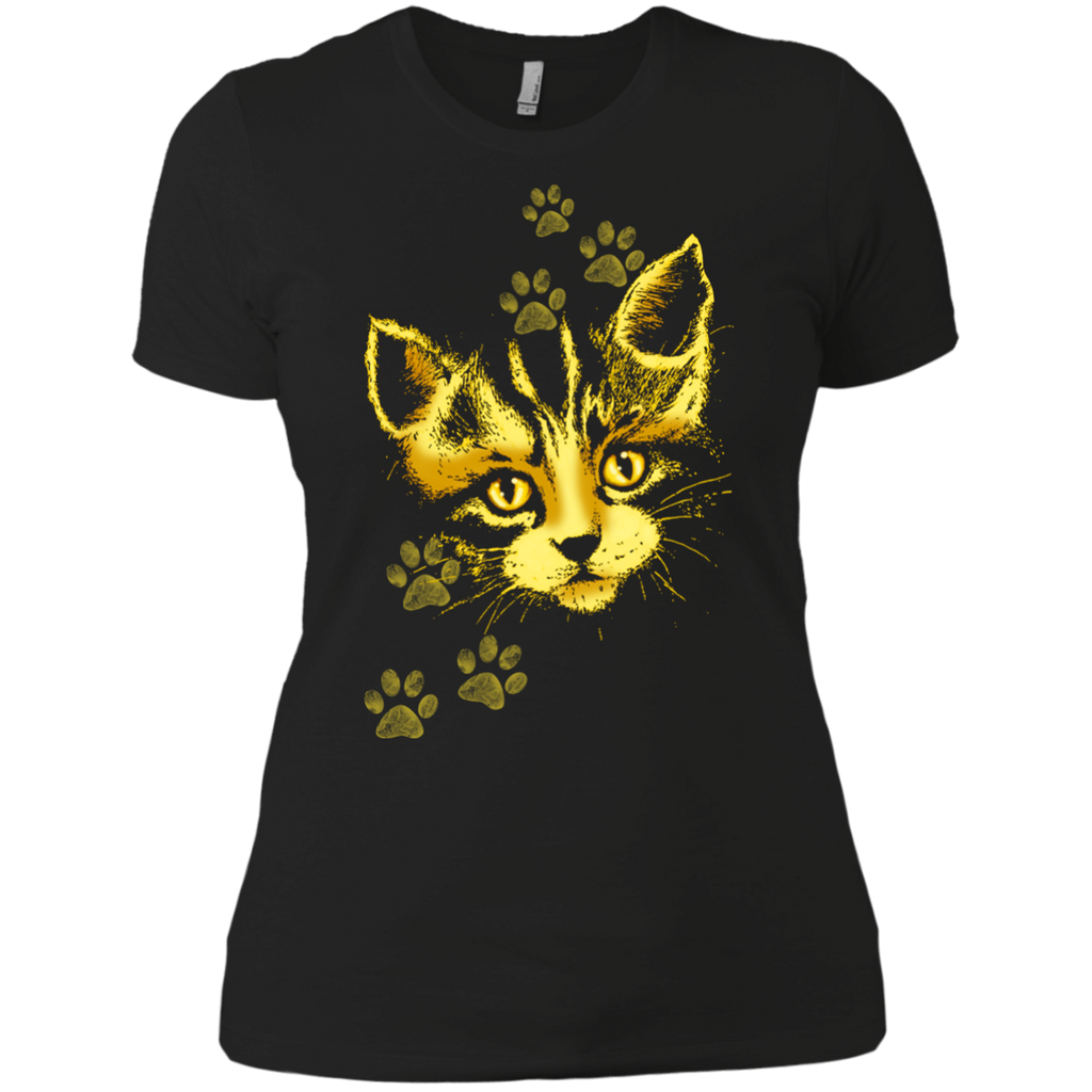 cute cat portrait with paws prints sweatshirt T-Shirt
