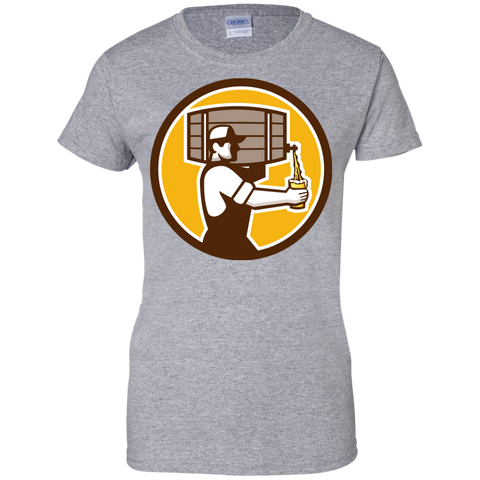 bartender carrying keg pouring beer circle retro T-Shirt