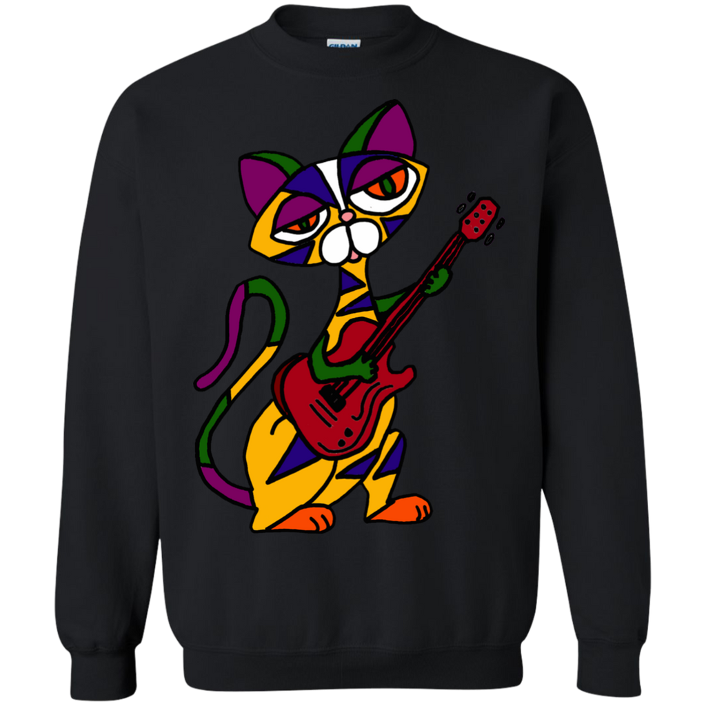 funny funky colorful cool cat playing electric guitar t- T-Shirt