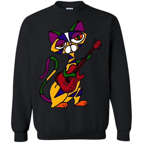 funny funky colorful cool cat playing electric guitar t- T-Shirt