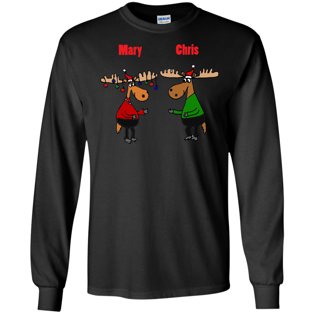 cool funny mary and chris moose christmas cartoon sweater T-Shirt