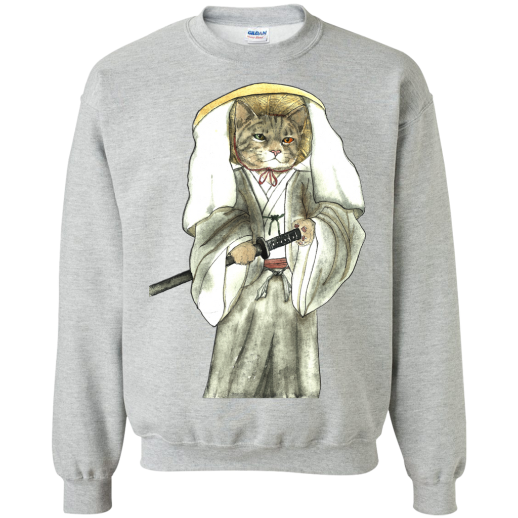 japanese samurai cat with one green eye and one yellow eye sweatshirt T-Shirt