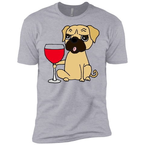 funny cool pug dog drinking red wine T-Shirt
