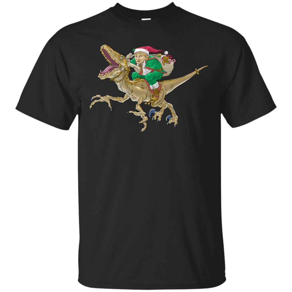 christmas elf riding a velociraptor holiday sweater T-Shirt
