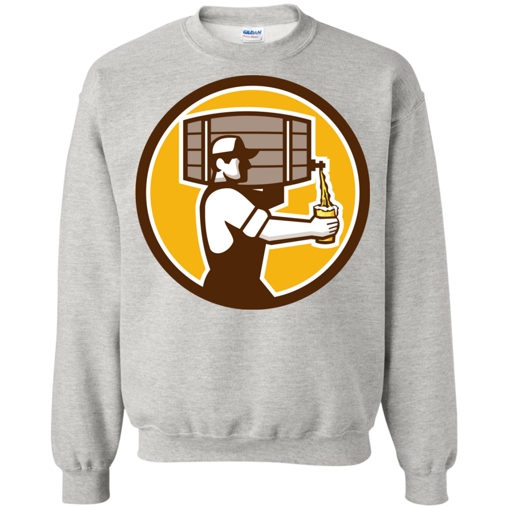bartender carrying keg pouring beer circle retro T-Shirt