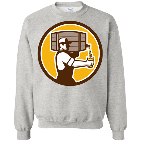 bartender carrying keg pouring beer circle retro T-Shirt