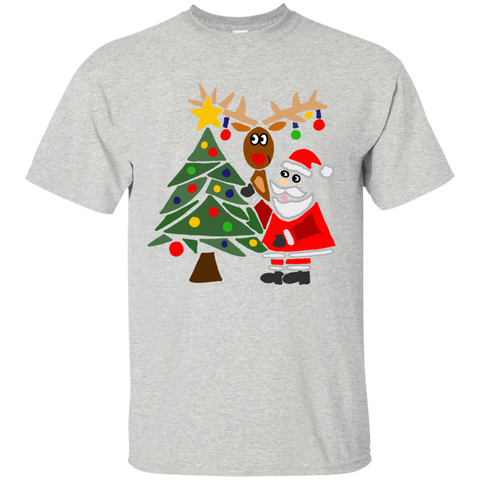 funny cute santa claus and christmas reindeer  T-Shirt