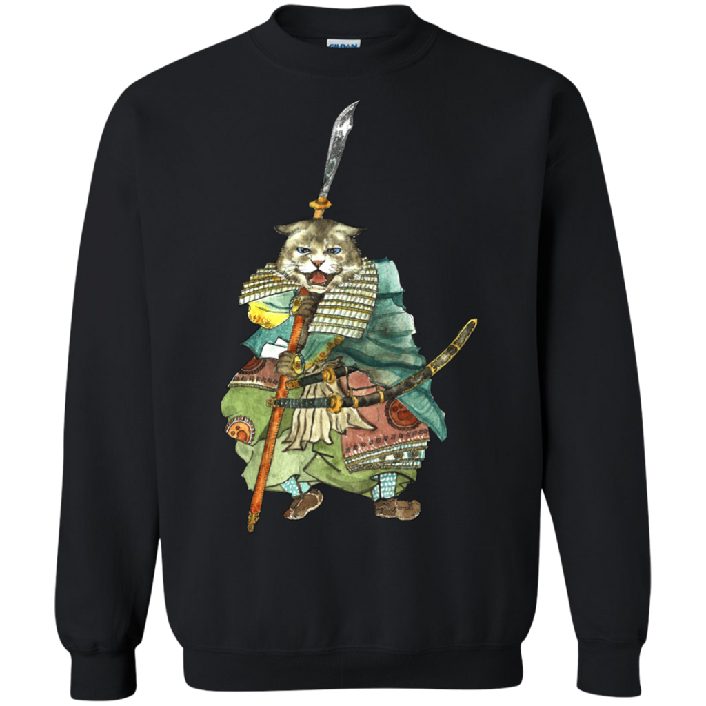 japanese samurai cat with two swords t- T-Shirt