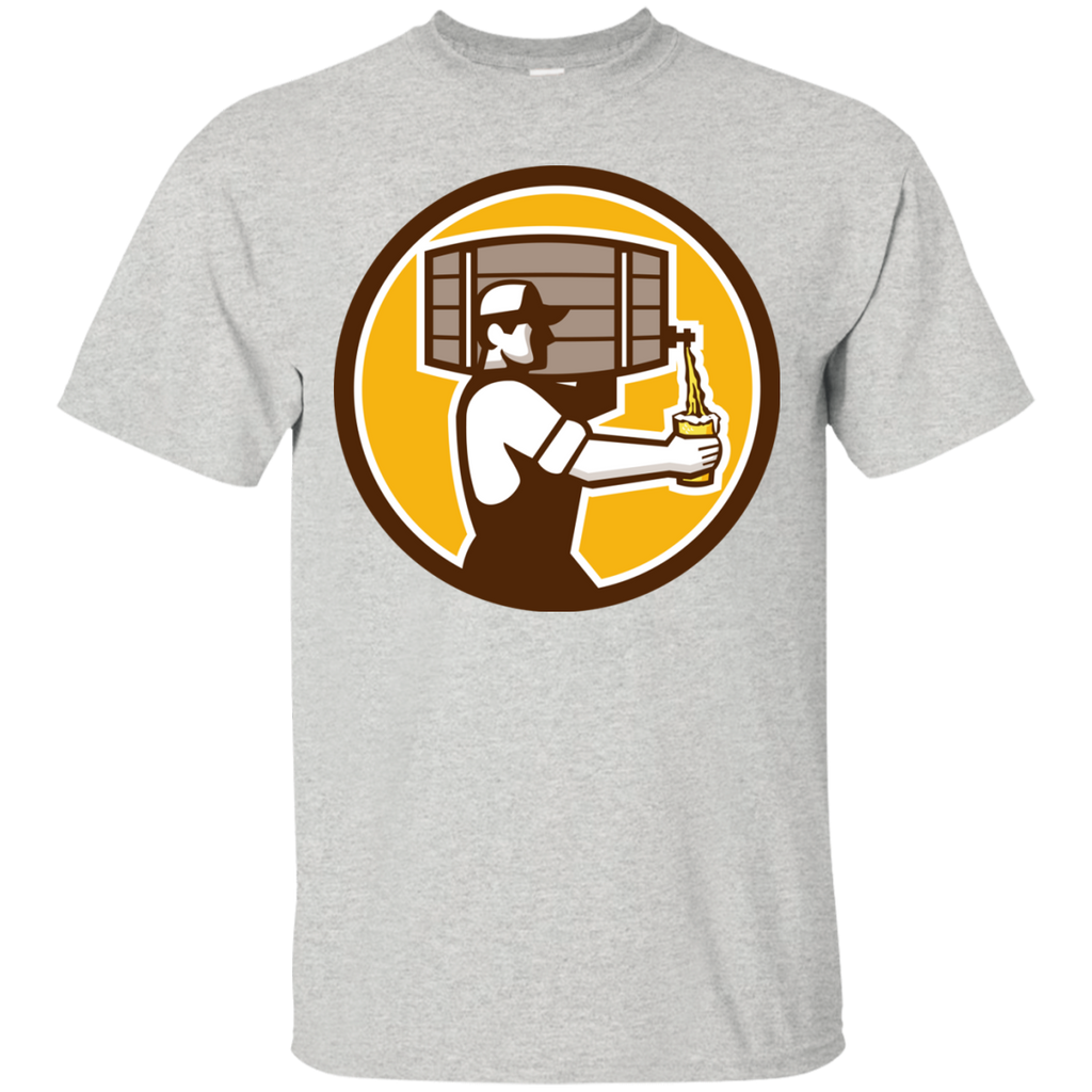 bartender carrying keg pouring beer circle retro T-Shirt