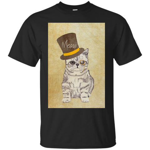 funny cute kitten cat sketch monocle and top  t- T-Shirt