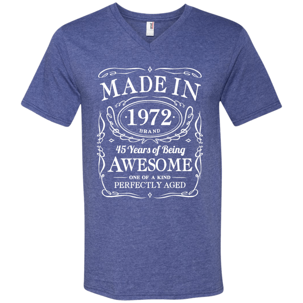 45th Birthday Gift Made In 1972 Awesome 982 Anvil Men's Printed V-Neck T-Shirt