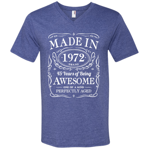 45th Birthday Gift Made In 1972 Awesome 982 Anvil Men's Printed V-Neck T-Shirt