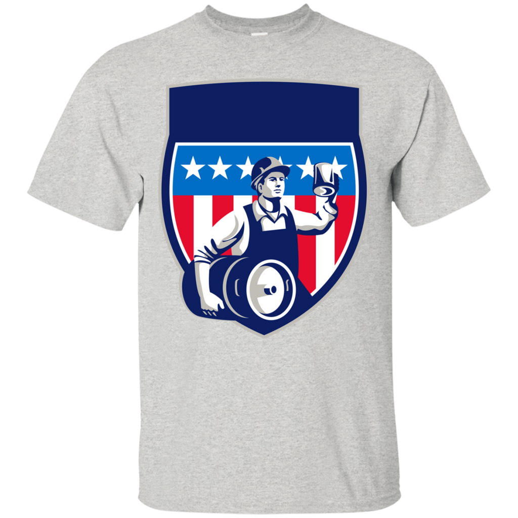american construction worker beer keg crest retro T-Shirt