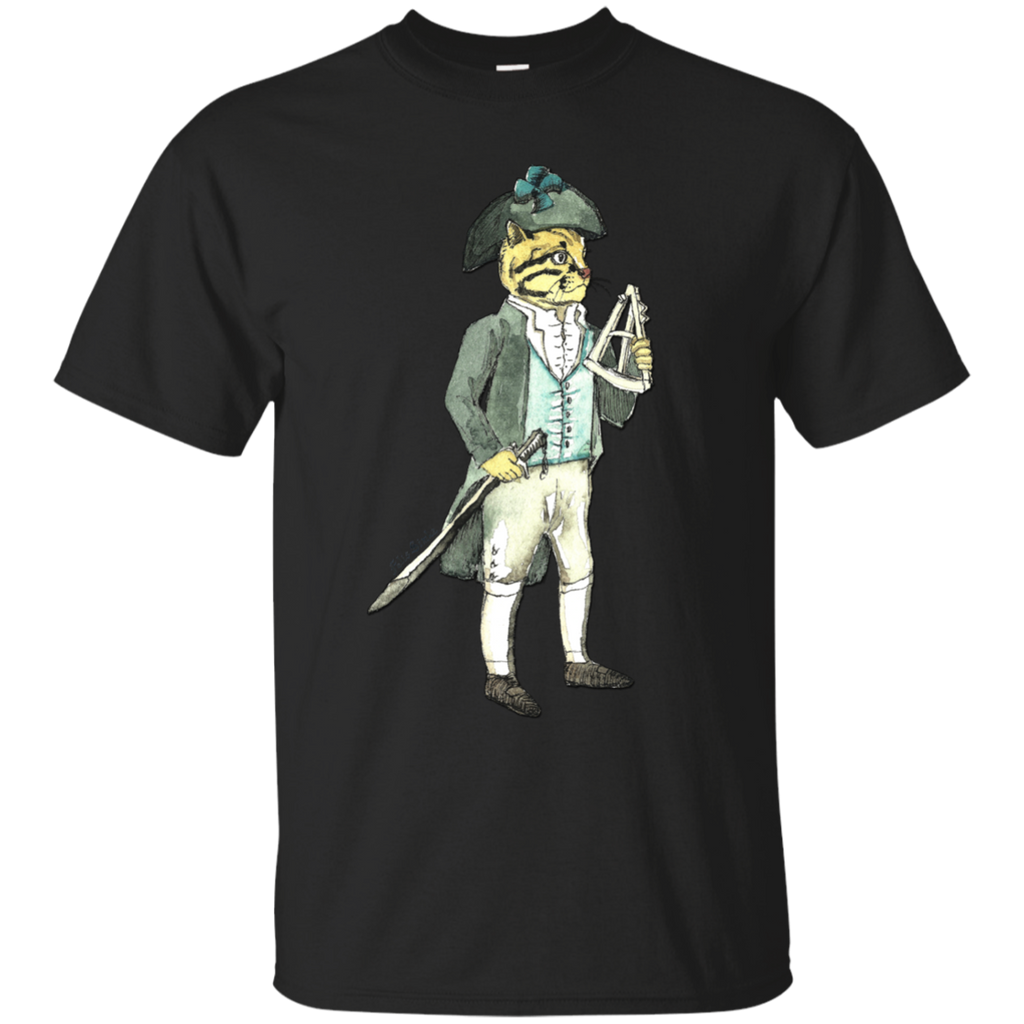 captain cat with a sword and sextant t- T-Shirt
