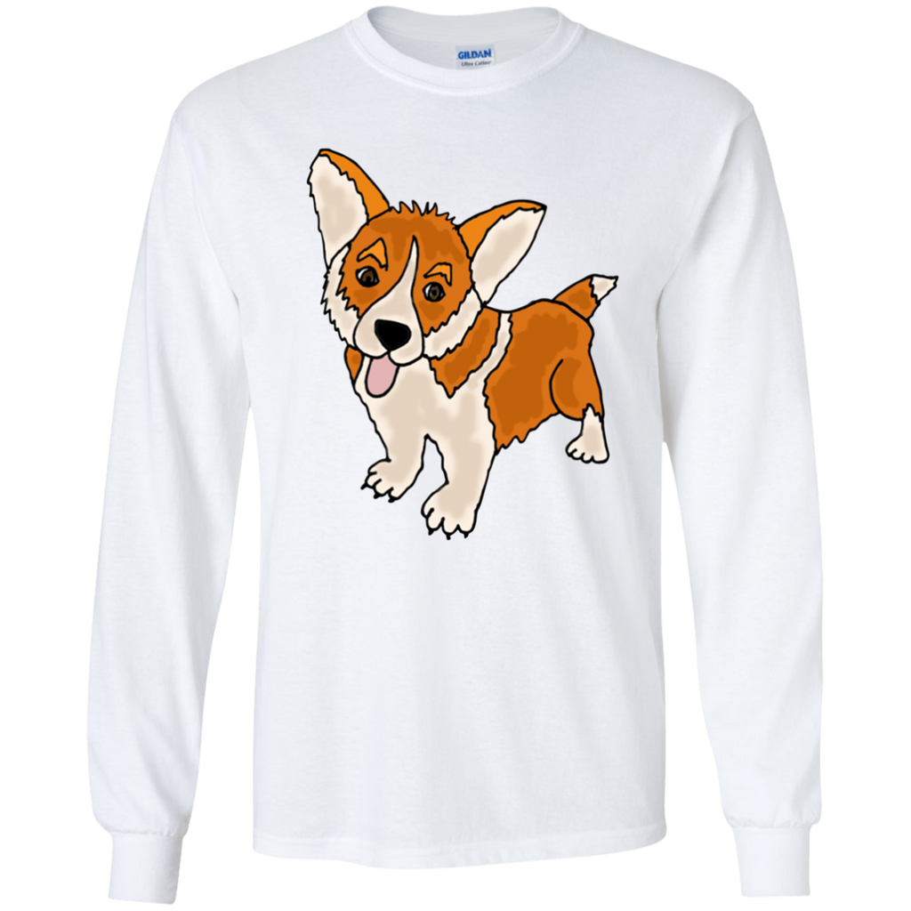 funny cool welsh corgi puppy dog art T-Shirt G240 Gildan LS Ultra Cotton T-Shirt