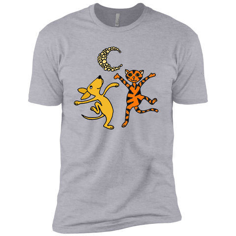 funny dog and orange tabby cat dancing in the moonlight T-Shirt