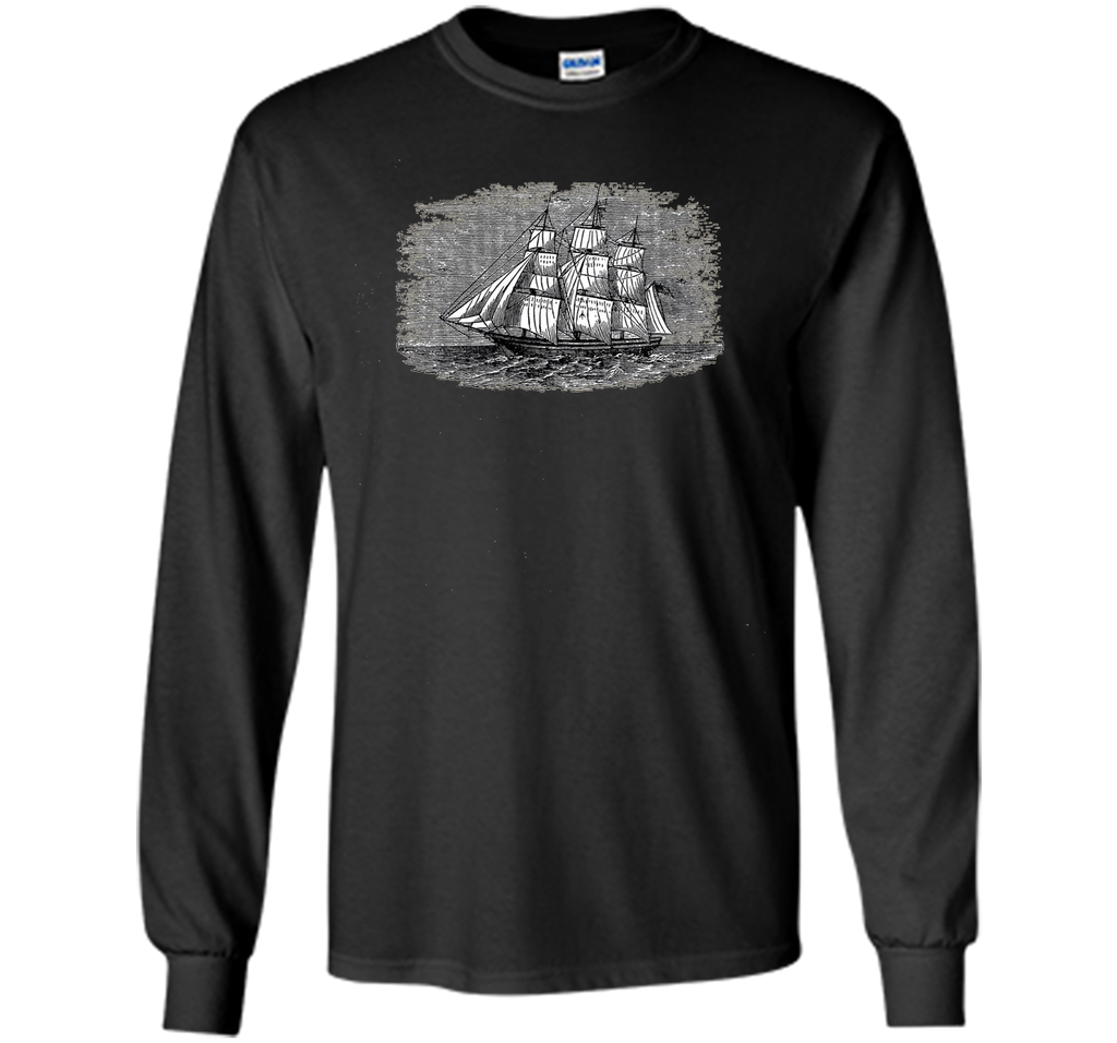 Antique vintage sailing ship Navy frigate pirate clipper tee