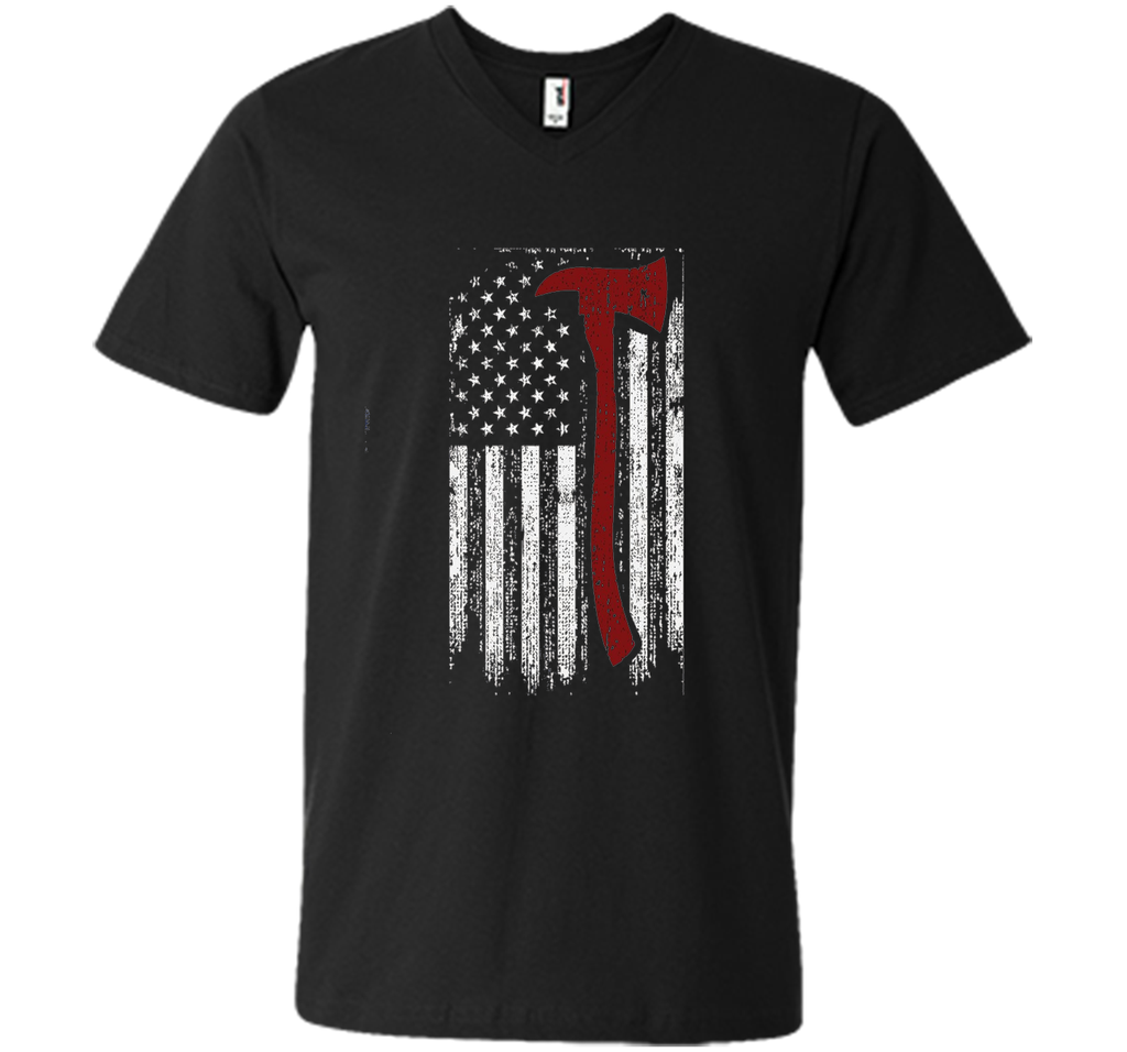Distressed Firefighter Red Line USA Flag Graphic Shirt