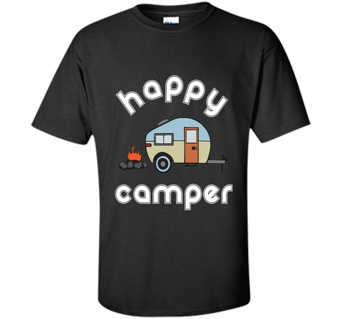 Happy Camper Camping T-shirt - Camper Trailer Fire Tee