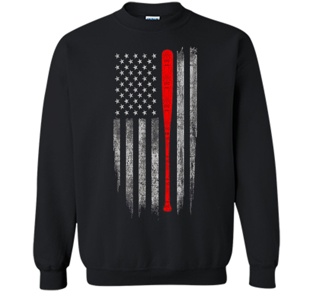 Baseball American Flag T-Shirt - Baseball Bat Flag T Shirt