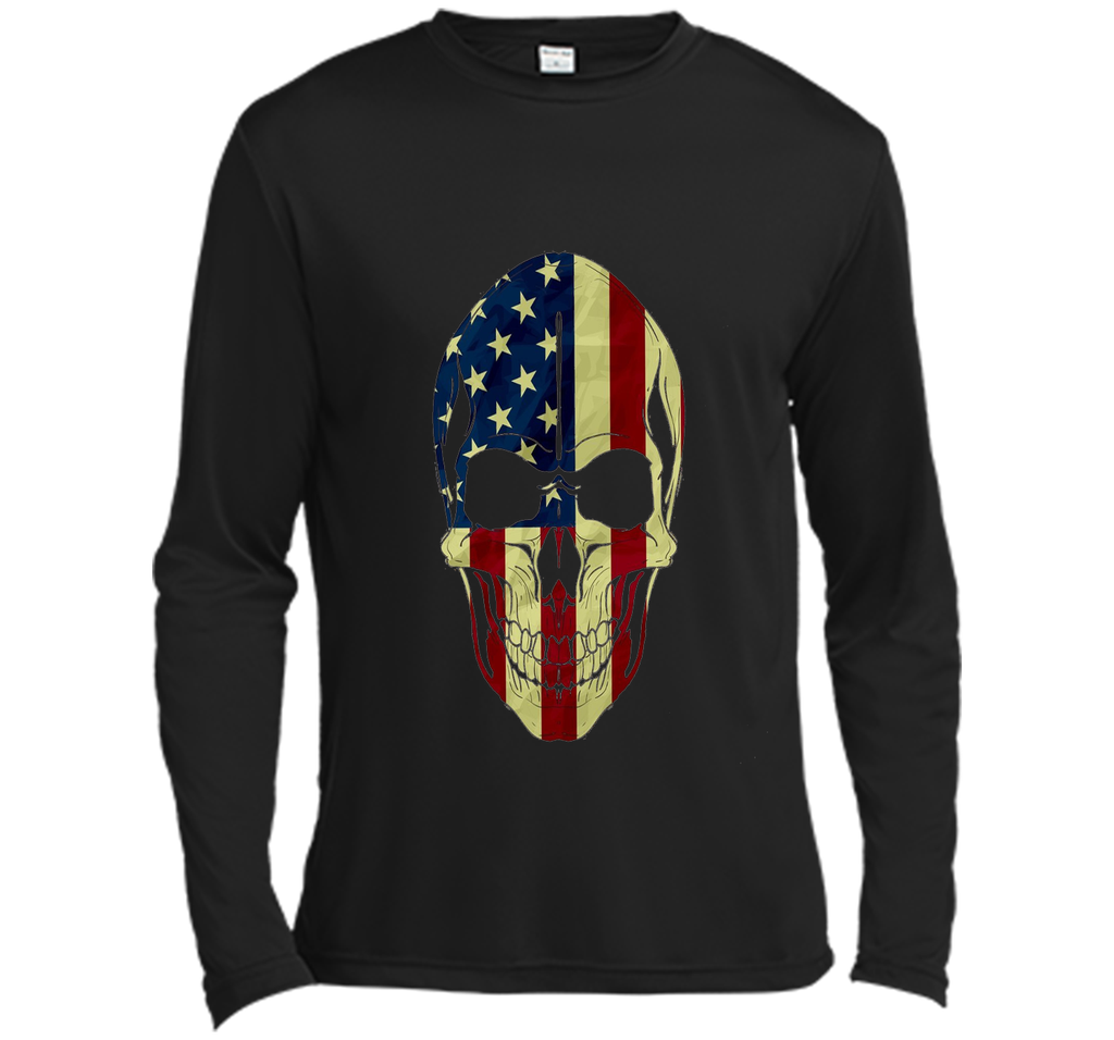 Skull Head Red White And Blue Flag Skull - 4TH Of July Shirt